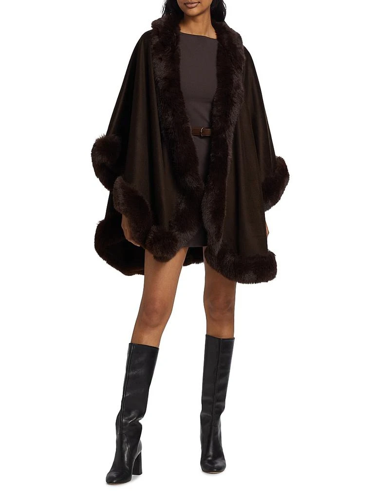Sofia Cashmere Faux Fur & Cashmere U-Cape 2