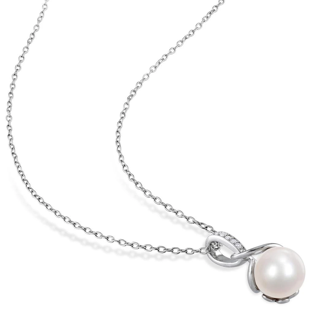 Mimi & Max Cultured Freshwater Pearl 1/10ct TDW Diamond Jewelry Set Sterling Silver 5
