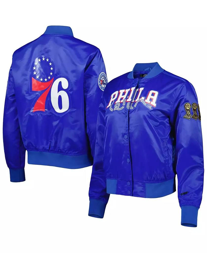 Pro Standard Women's Royal Philadelphia 76ers Classics Satin Full-Snap Jacket 1