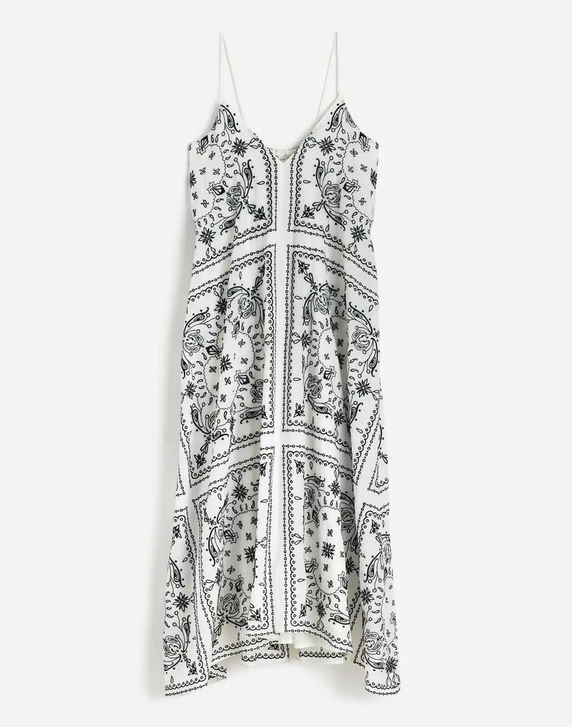 Madewell Embroidered Deep V-Neck Midi Dress in Bandana 7