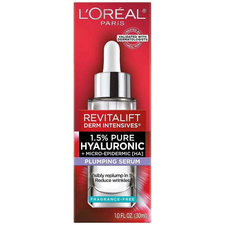 L
Oreal Paris 1.5% Pure Hyaluronic Acid Face Serum, Hydrate 
Reduce Wrinkles Fragrance Free 6
