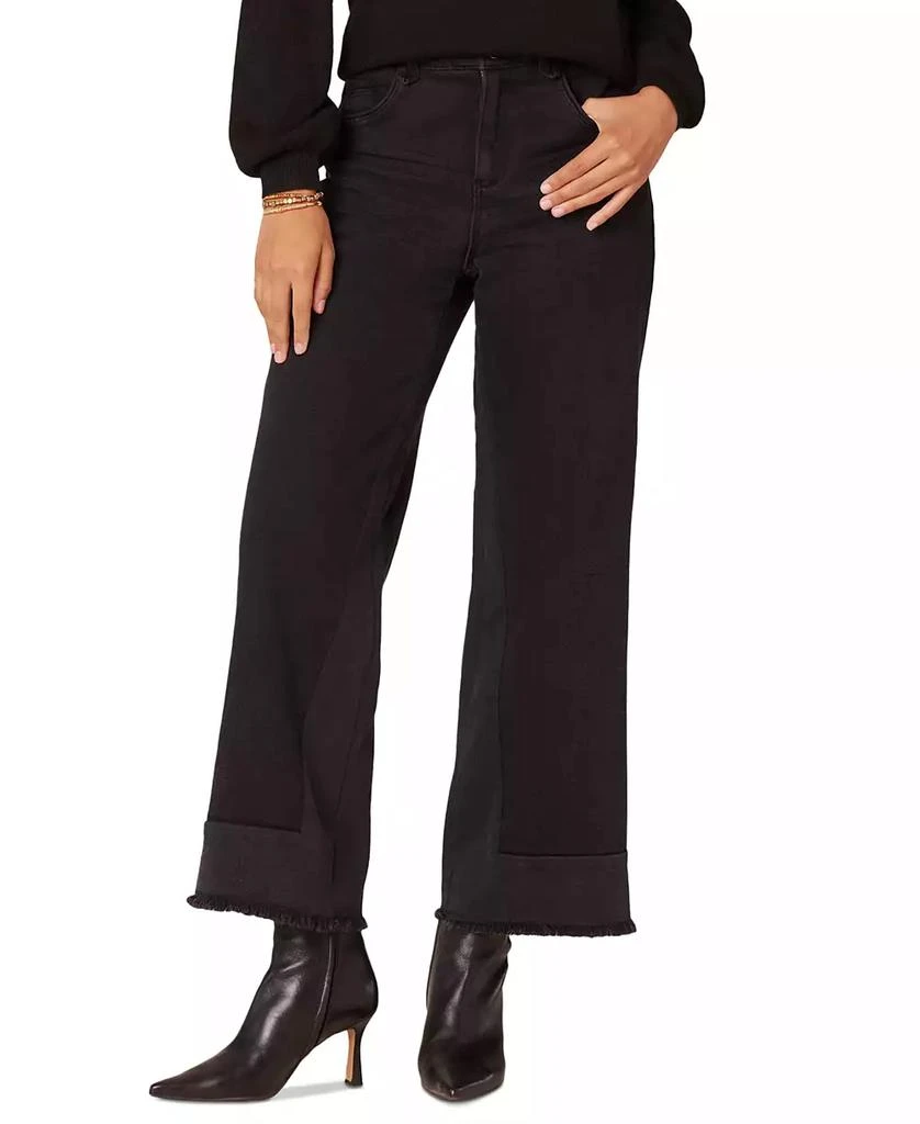 Democracy Women's "Ab" Solution Skyrise Splicing Wide-Leg Frayed-Hem Jeans 1