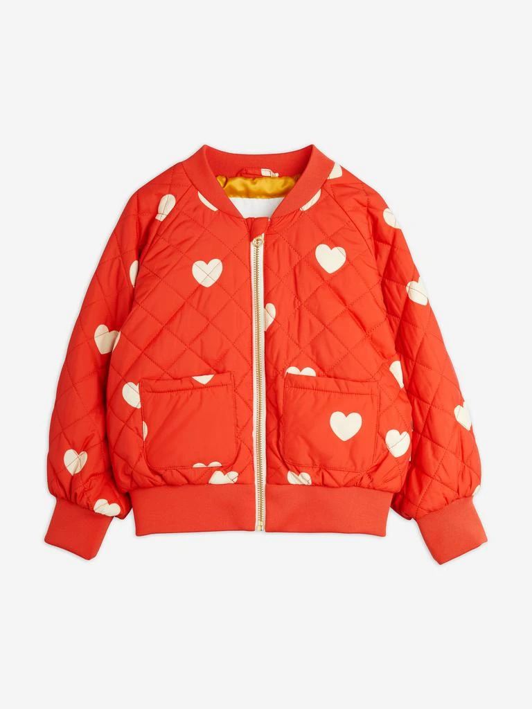 Mini Rodini Girls Hearts Baseball Jacket in Red 1