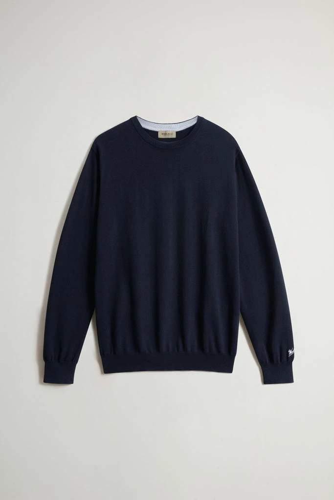 Woolrich Crewneck Sweater in Pure Cotton with Embroidered Logo - Men - Beige 5