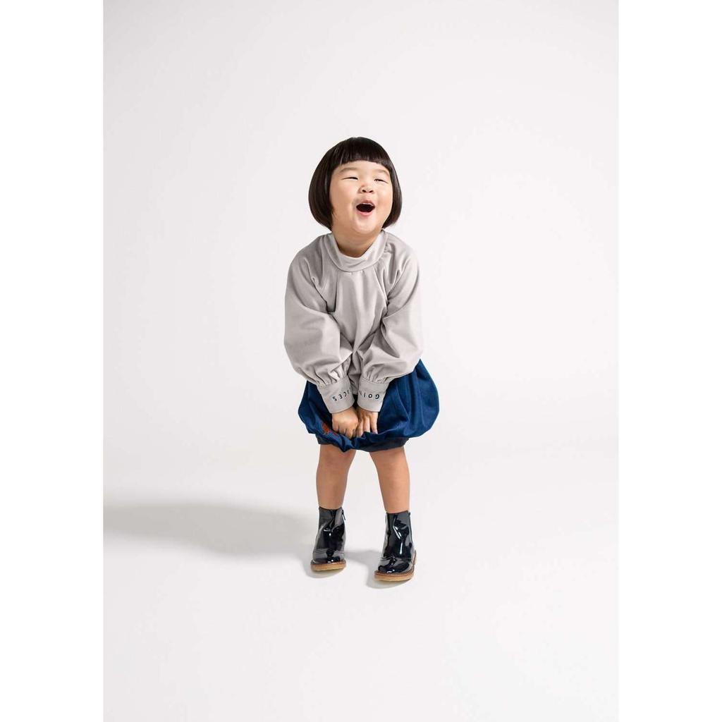 Omamimini Velvet Bubble Skirt with Foxes Embroidery