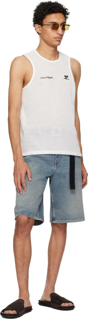 Courrèges White Printed Mesh Tank Top 4
