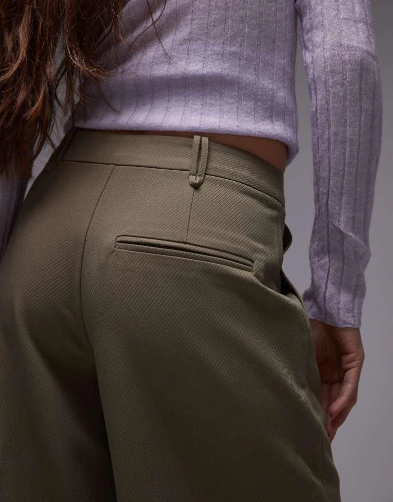 Topshop Topshop twill straight leg trouser in mushroom 5
