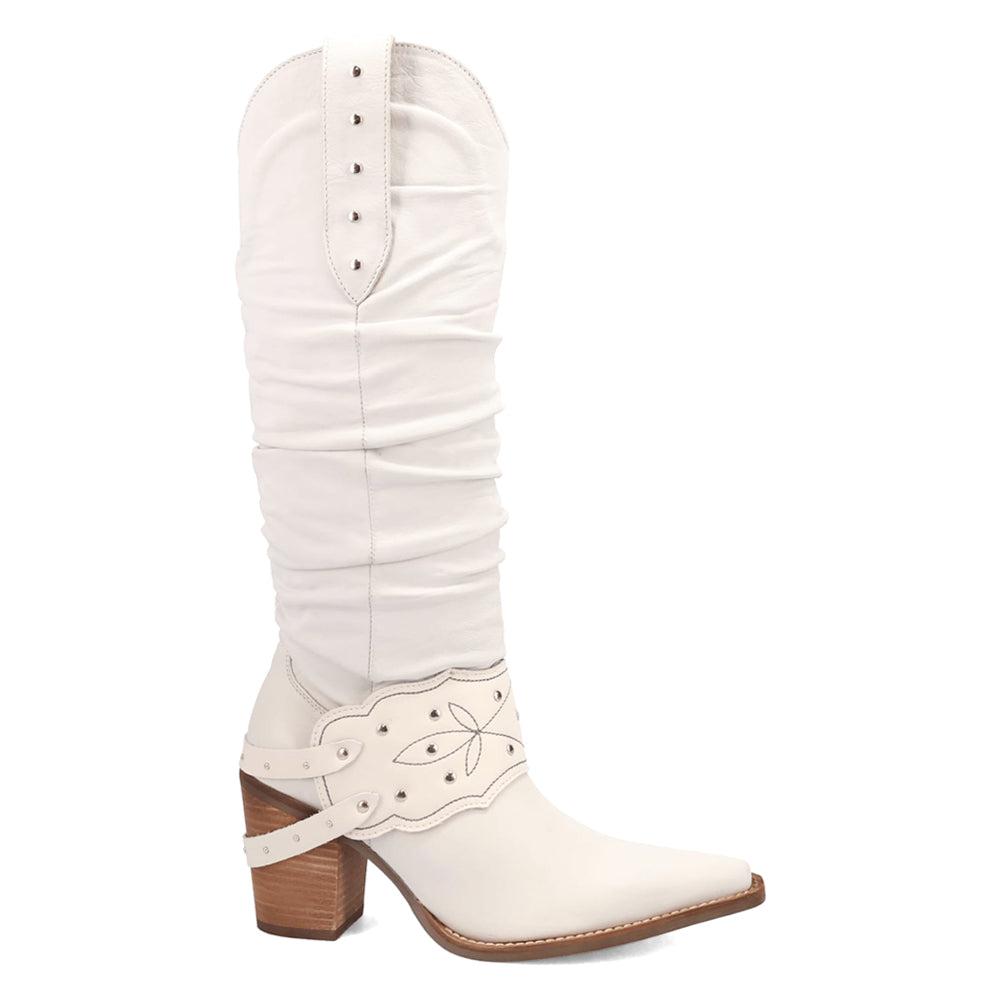 Dingo Grit N' Grace Slouchy Studded Snip Toe Pull On Cowboy Boots