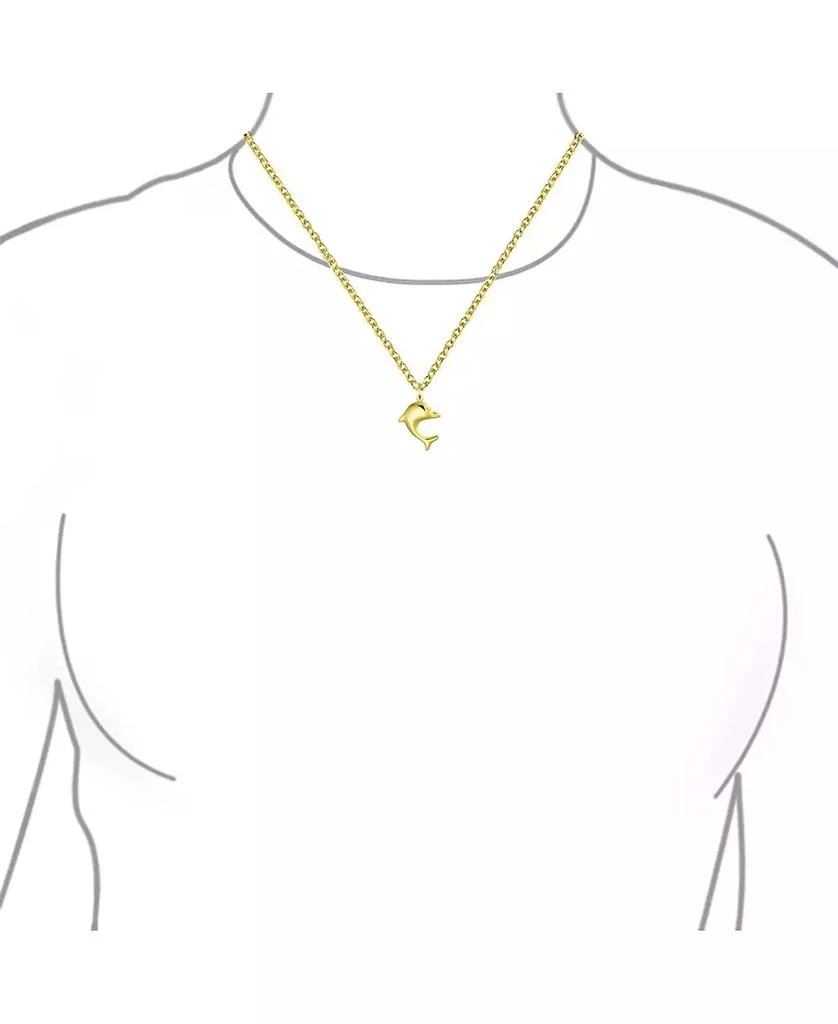 Bling Jewelry Nautical Jewelry Tiny 14K Yellow Gold Dolphin Pendant Necklace No Chain 3