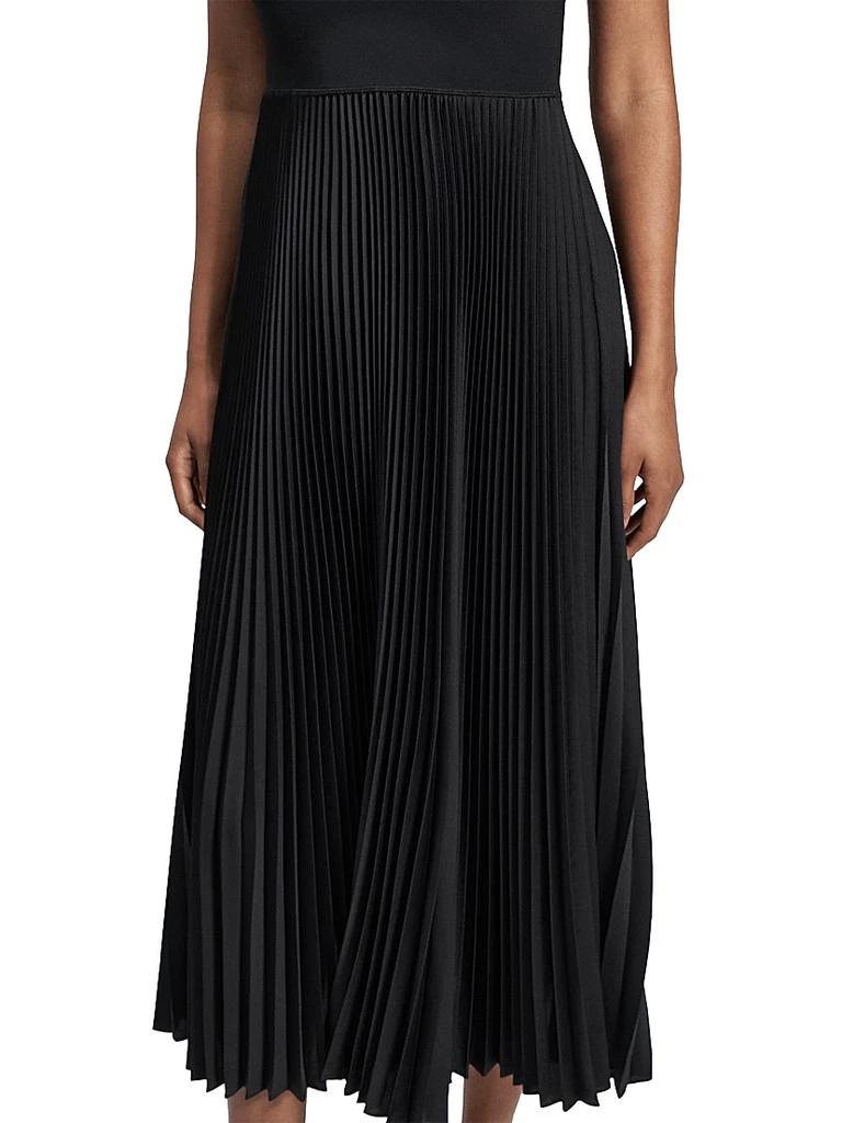 Theory Satin Sunburst Pleated Midi-Dress 5