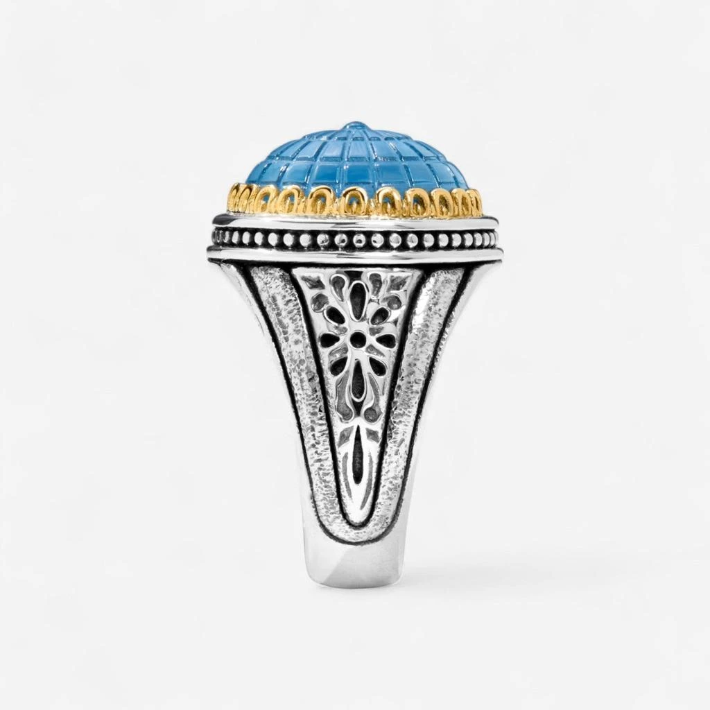 Konstantino Konstantino Dome Sterling Silver 
18K Yellow Gold Mother of Blue 
Blue Spinel Ring Sz. 7 DKJ972-628-S7-copy 2