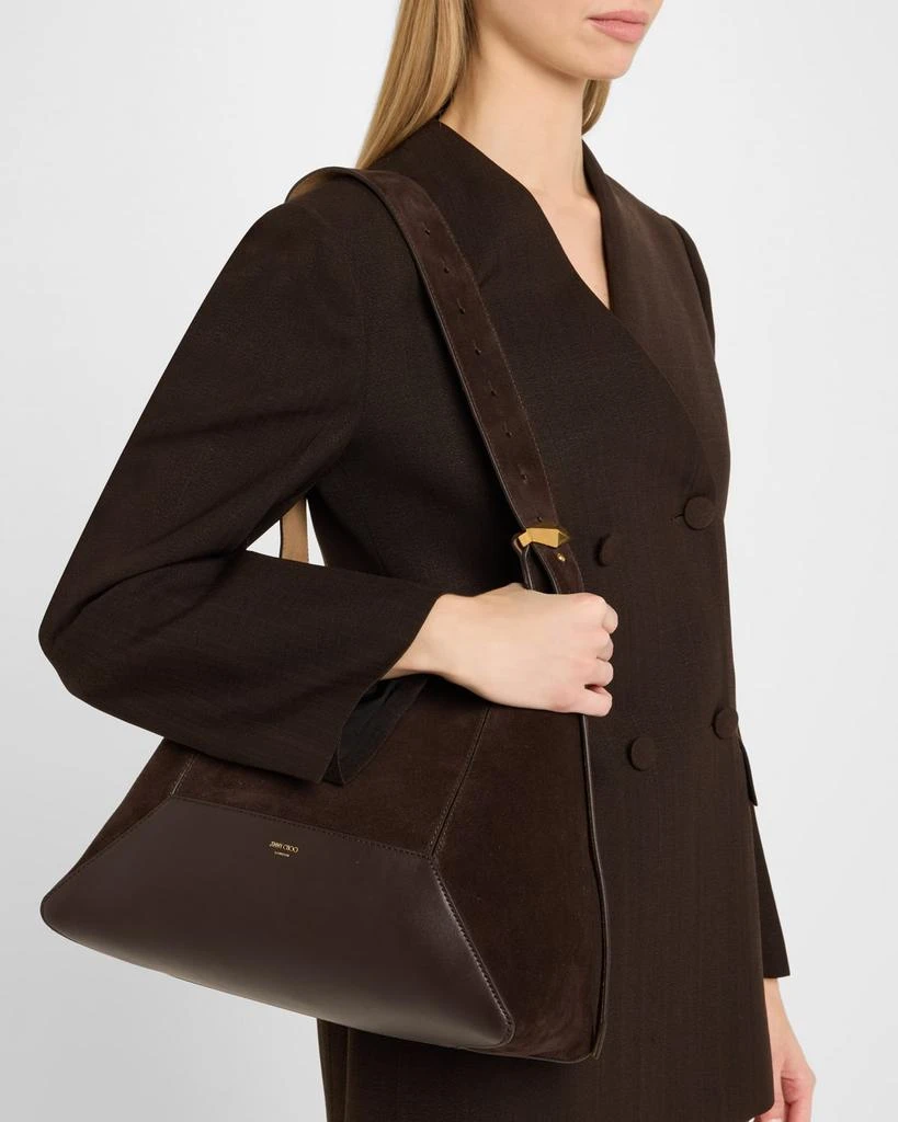 Jimmy Choo Medium Diamond Brown Suede & Leather Hobo Bag 2