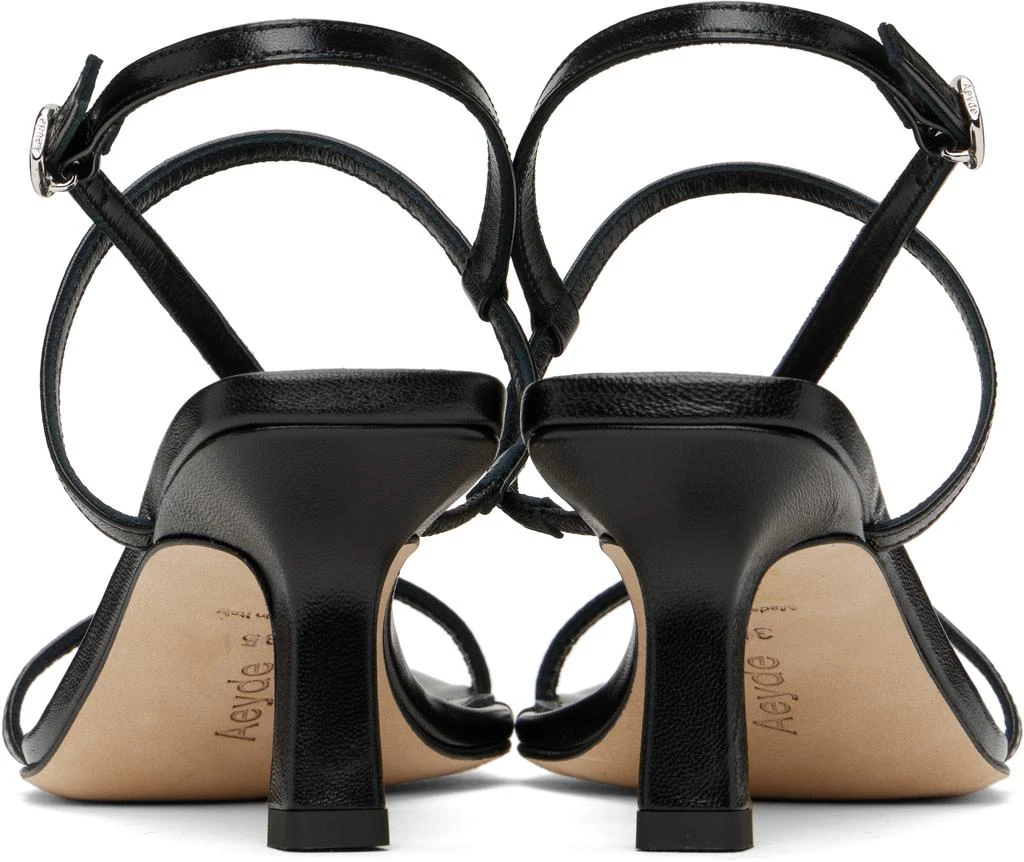AEYDE Black Elise Leather Toe-Post Heeled Sandals 2
