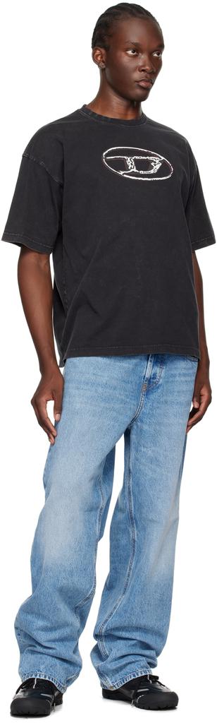 【関税込み】Diesel ブラック T-Boxt-Q22 Tシャツ Men's Faded T-shirt with Oval D print | Black | Diesel