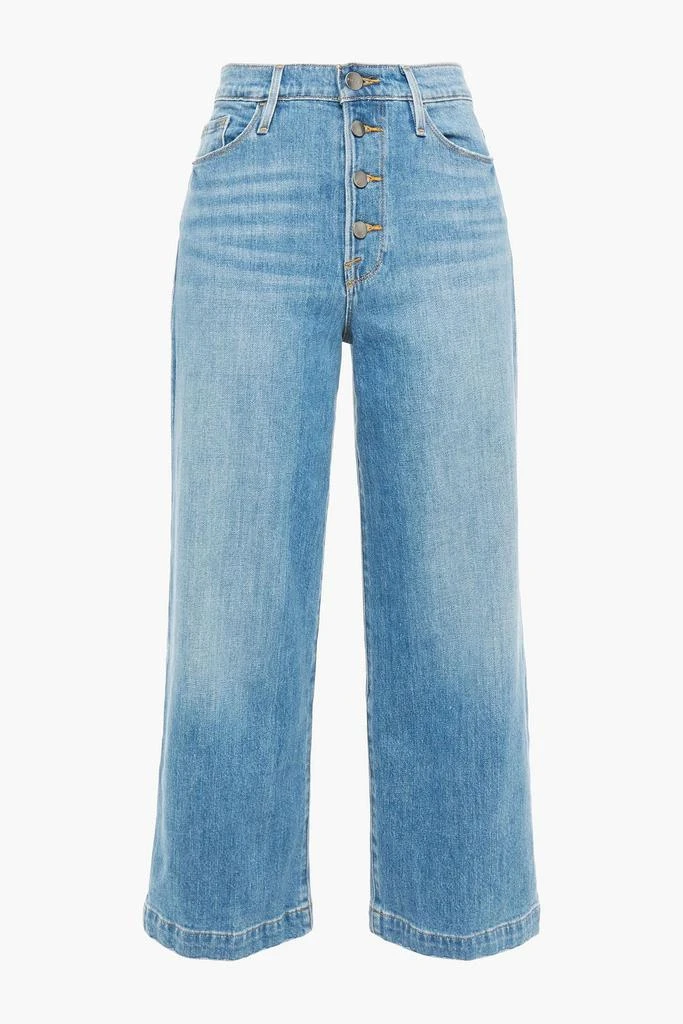 FRAME Ali Wide Crop faded high-rise wide-leg jeans 1