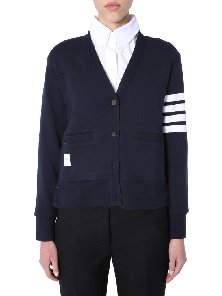 Thom Browne Thom Browne Logo Patch Stripe Detailed Cardigan 1