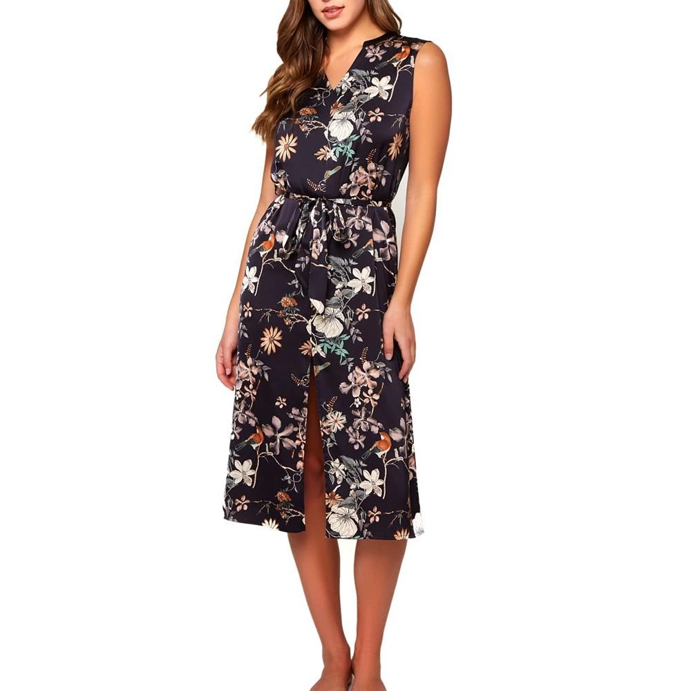 iCollection Women's Iris Slip Over Stretch Satin Floral Dress or Gown 1