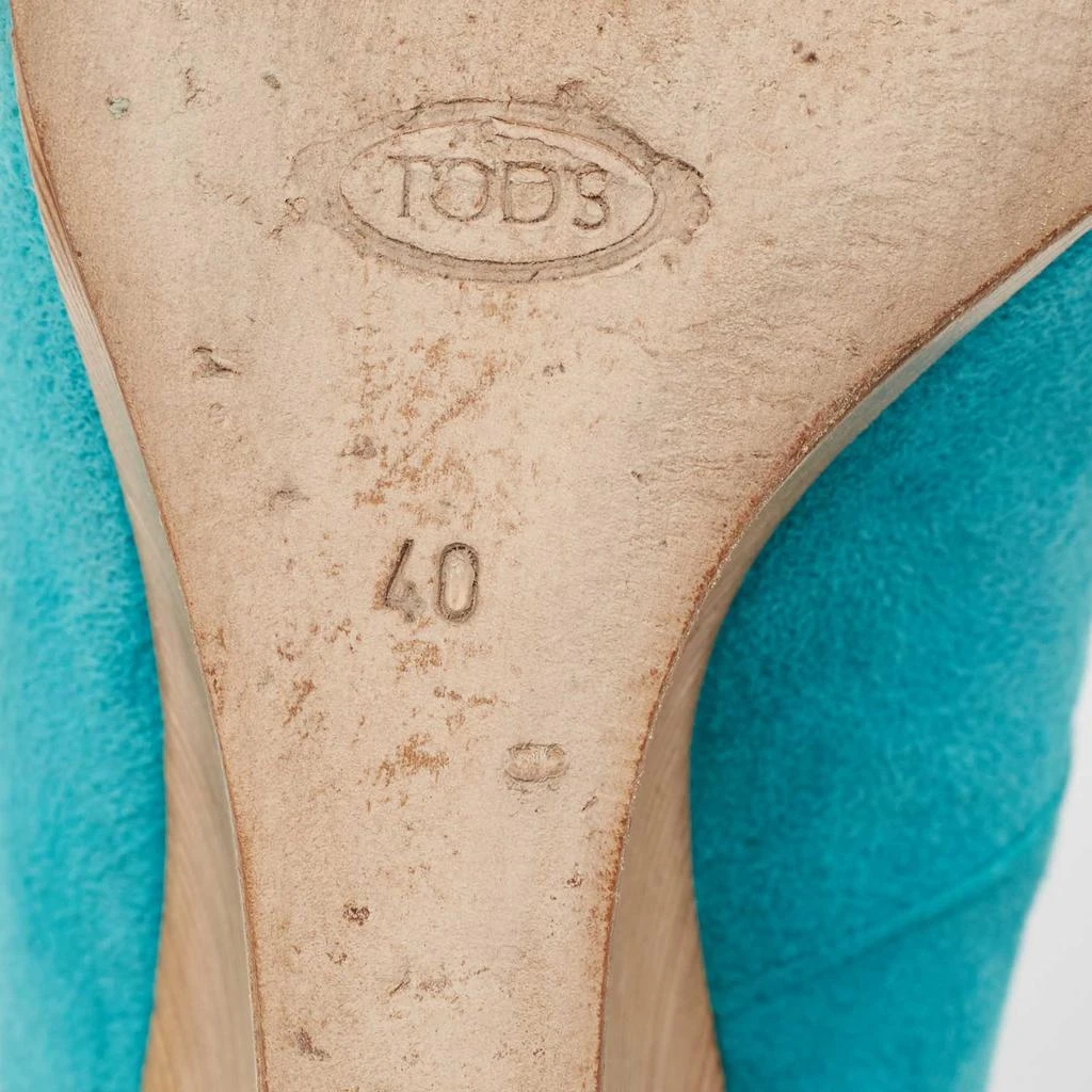 Tod's Tod's Blue Suede Peep Toe Wedge Pumps Size 40 8