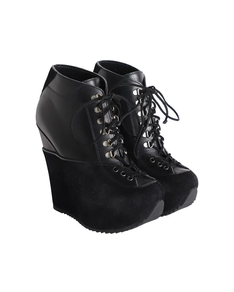 Yves Saint Laurent Lace-Up Platform Wedge Heels in Black Leather and Suede 3