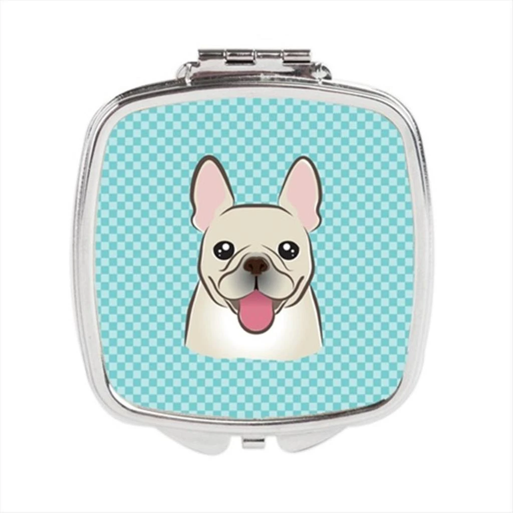 Awesome Apparel Checkerboard Blue French Bulldog Compact Mirror, 2.75 x 3 x .3 In.