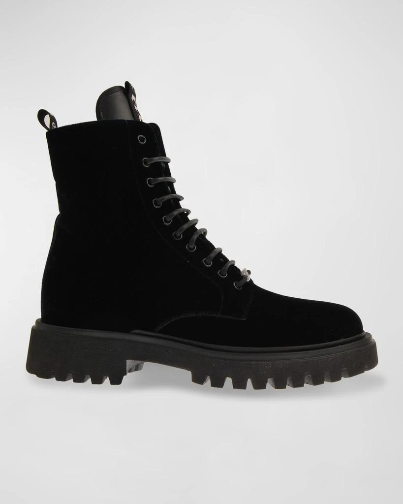 John Galliano Paris Men's Lug Sole Velvet Combat Boots 1