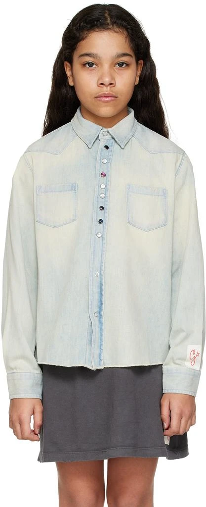 Golden Goose Kids Blue Patch Pocket Denim Shirt