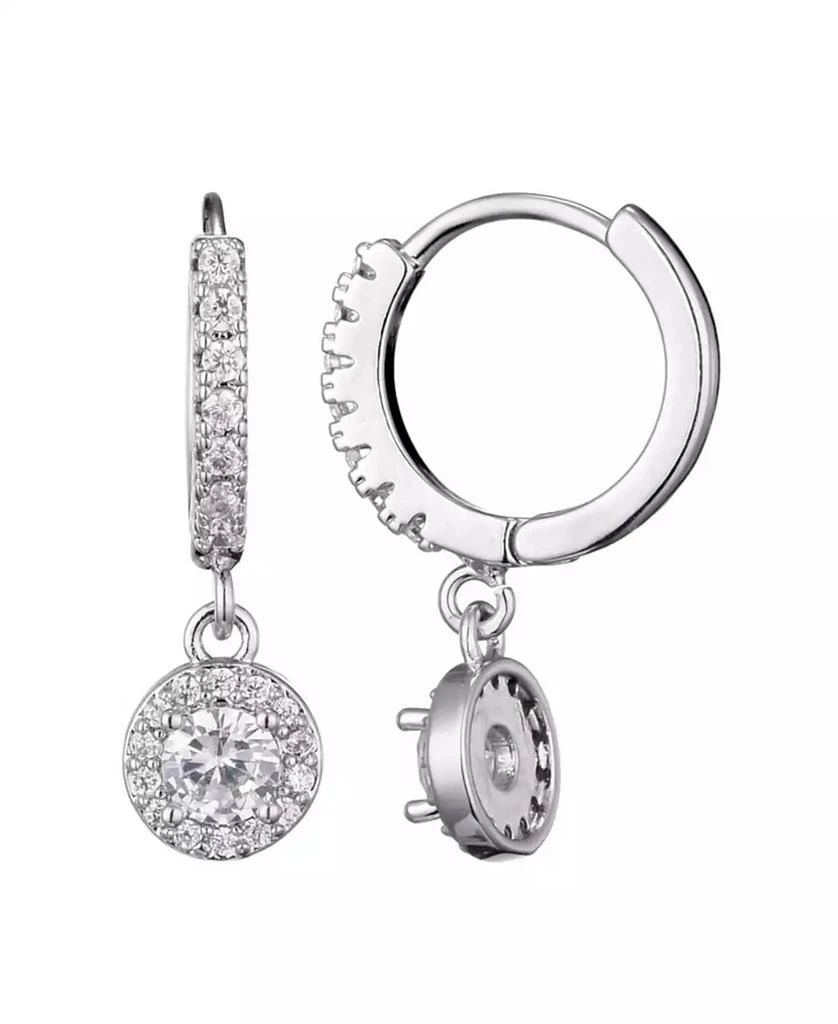 ADORNIA Silver CZ Halo Drop Huggie Hoop Earrings