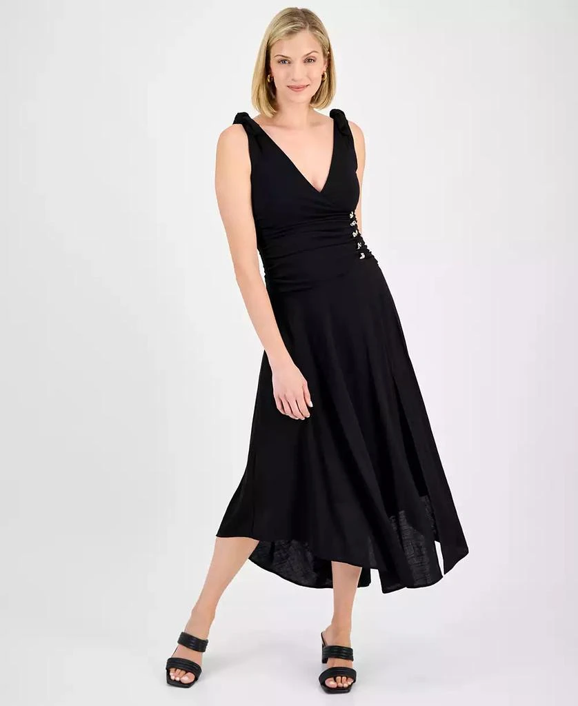 RACHEL Rachel Roy Women's Estelle Knot-Shoulder Ruched Midi Dress 4