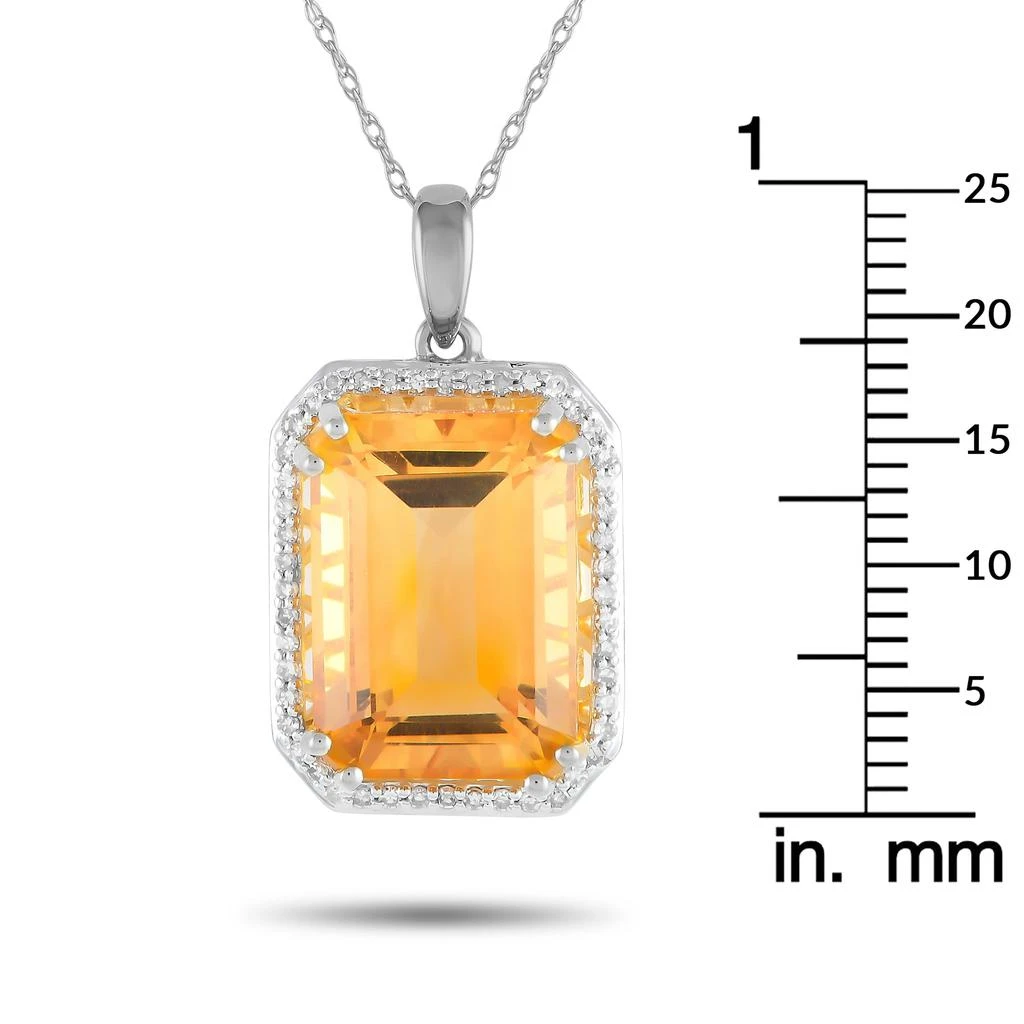 Non Branded 14K White Gold 0.20ct Diamond and Citrine Pendant Necklace PD4-15513WCIT 4