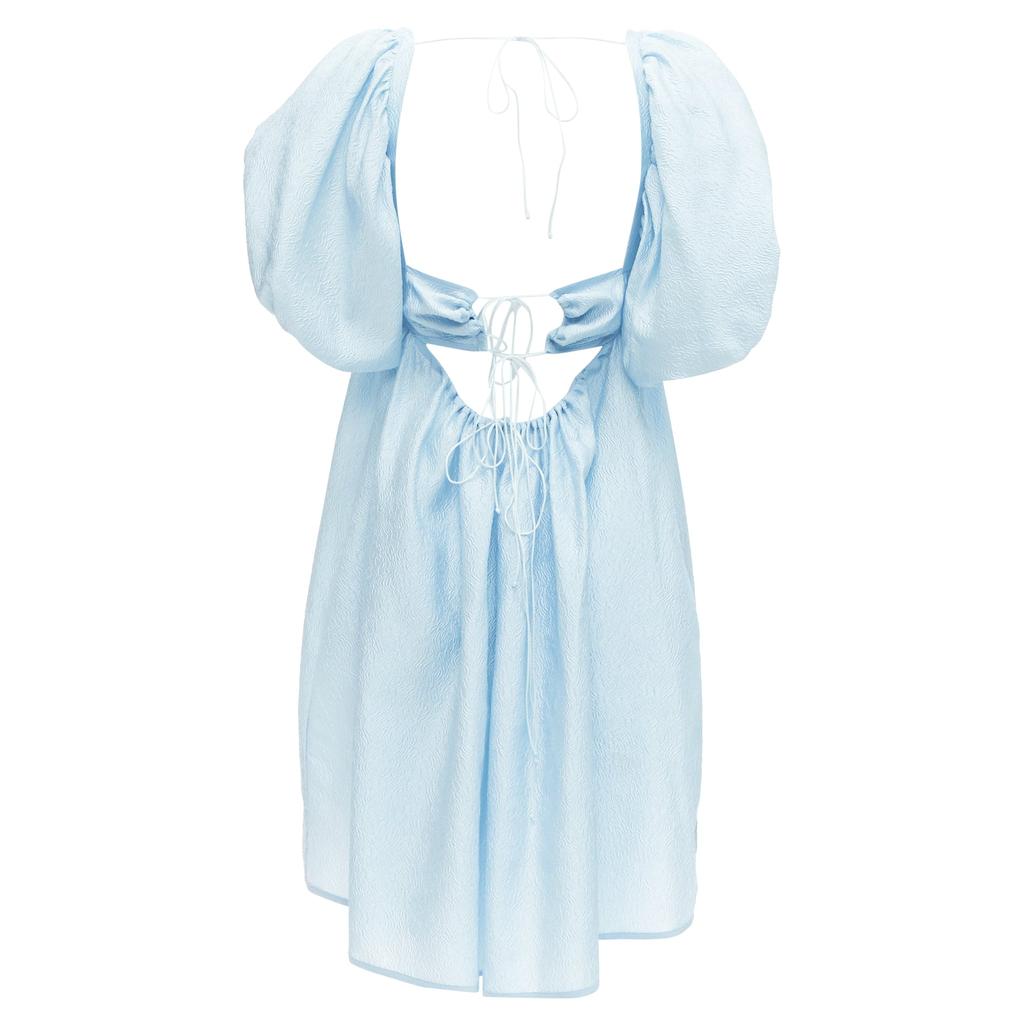 CECILIE BAHNSEN silk blend rose silk jacquard puff babydoll dress