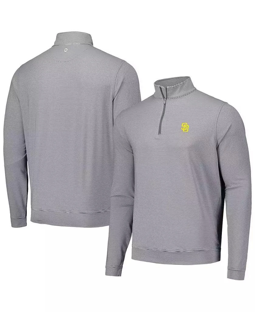 Peter Millar Men's Gray San Diego Padres Perth Sugar Stripe Performance Quarter-Zip Top 1