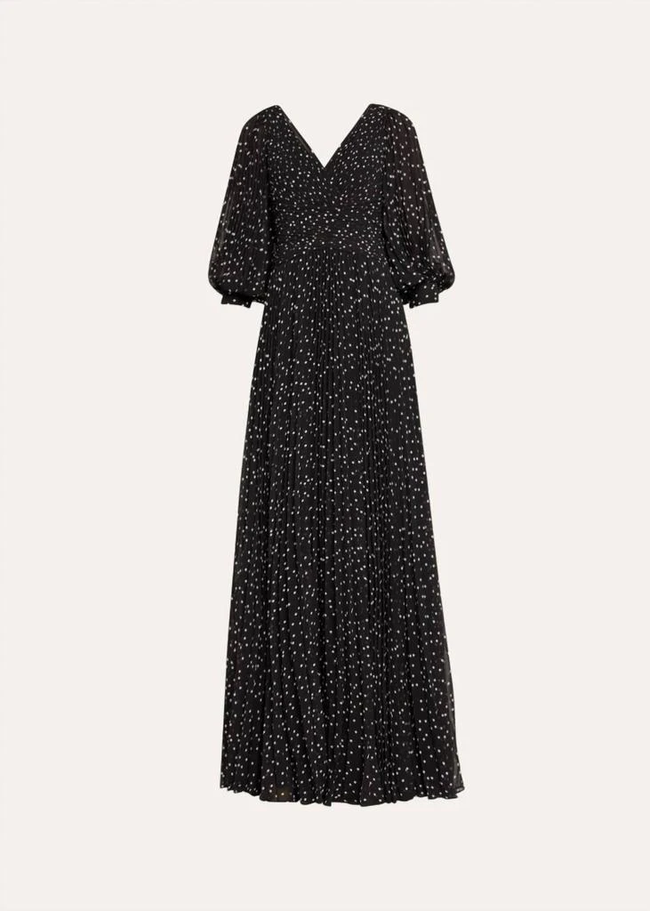 Pleated Polka Dot Chiffon Gown In Black/white – On Sale Now with Up to 67%  Off