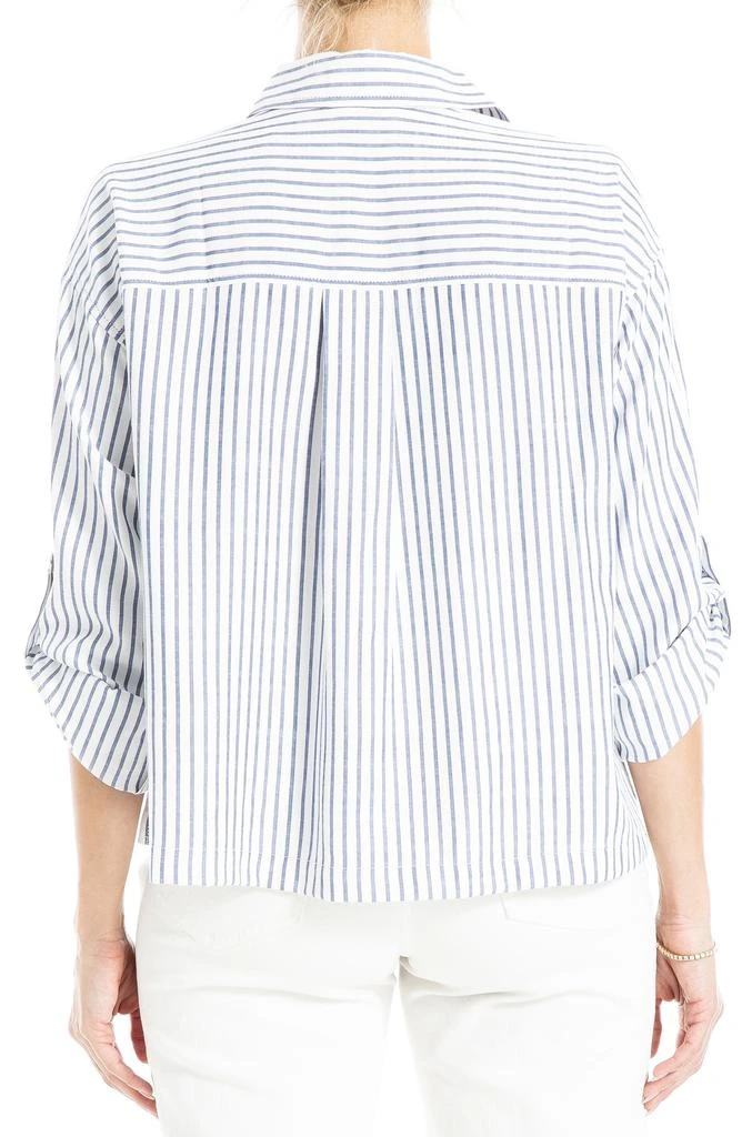 Max Studio Grid Print Roll Sleeve Popover Shirt 2