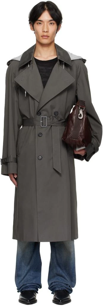 MM6 Gray Double-Breasted Trench Coat