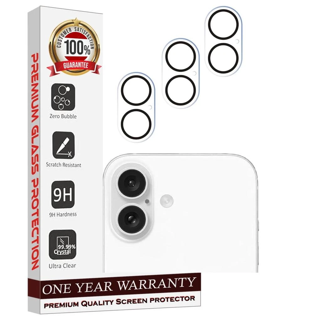 ENTRONIX Entronix Clear Camera Lens Protector Compatible with iPhone 16 - 3-Piece Combo