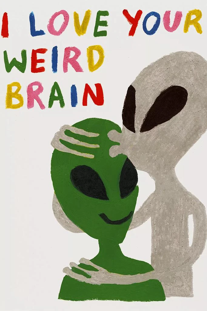 Red Cap Cards Red Cap Alien Brain Love Greeting Card 2