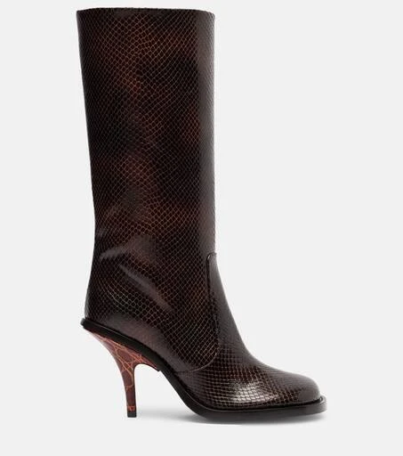 Dries Van Noten Snake-effect leather knee-high boots 4