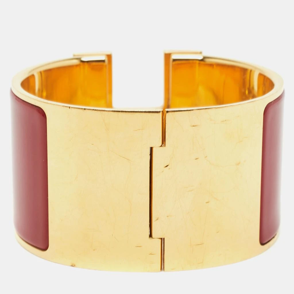 Hermes Hermes Clic Clac H Red Enamel Gold Plated Extra Wide Bracelet 7