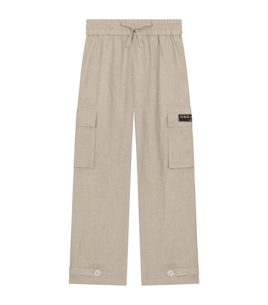 Dolce 
Gabbana Linen Logo-Patch Trousers (8-12+ Years)