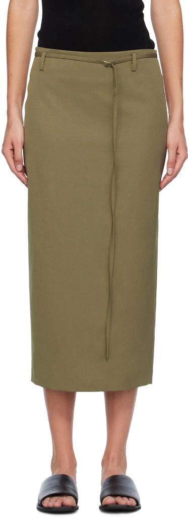 St. Agni Khaki Belted Midi Skirt 1