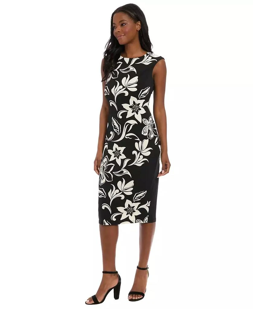 London Times Women's Jersey Placement-Print Midi Dress 4