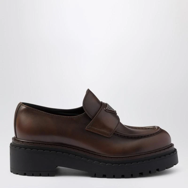 Prada Chocolate dark brown brushed leather moccasin - Shoes  display picture 1