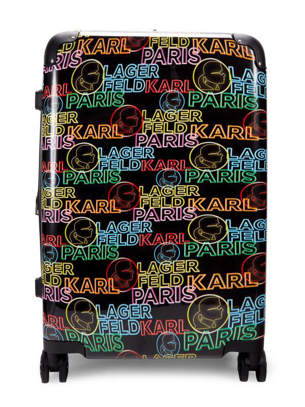 Karl Lagerfeld Paris Logo Print 25 Inch Hardshell Spinner Suitcase