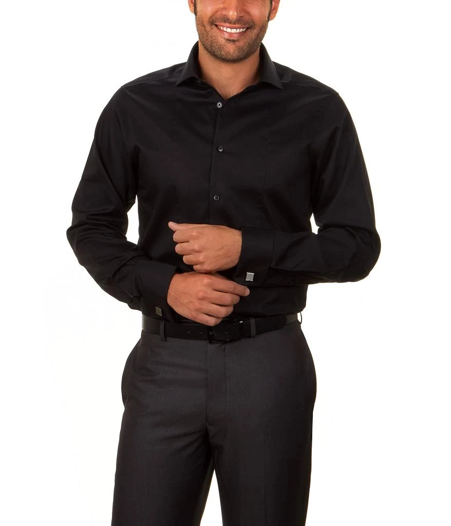 Calvin Klein Dress Shirt Slim Fit Non Iron Herringbone French Cuff 2