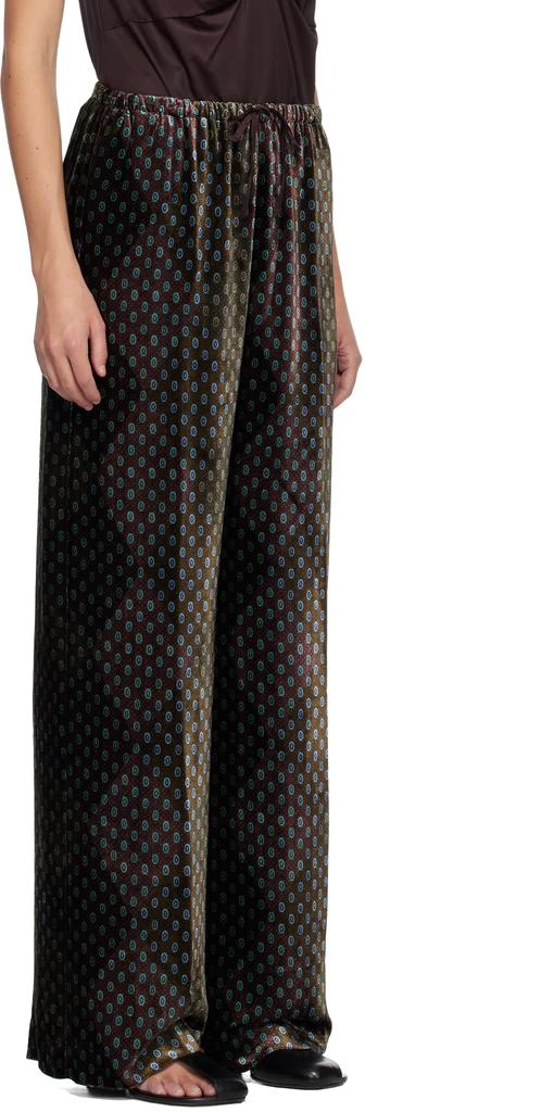 Dries Van Noten Khaki 
Burgundy Elasticated Trousers 2
