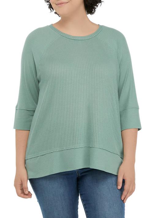 Love, Fire Fire Plus Size Waffle Knit Shirttail Top
