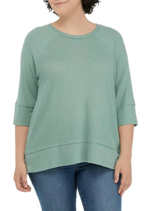 Love, Fire Plus Size Waffle Knit Shirttail Top 1