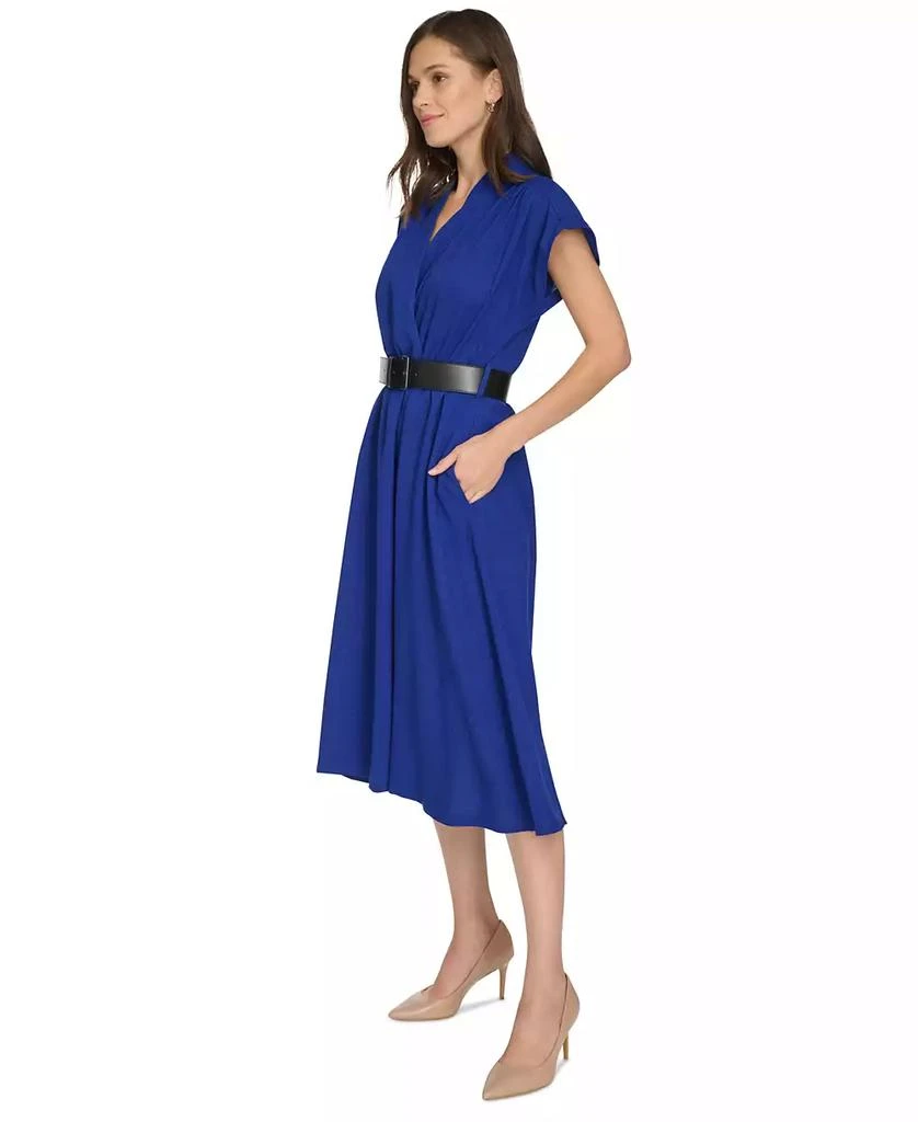 green emerald velvet dress Calvin Klein Women's Short Sleeve A-Line Midi Dress with Belt, Meadow at  Amazon Women's Clothing store