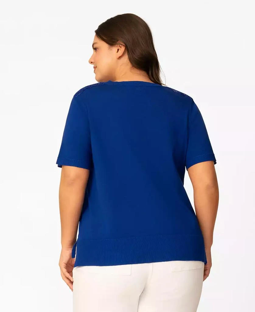 Melissa Paige Plus Size Lace Shoulder Boxy Crewneck Top, Macy
s Exclusive 4