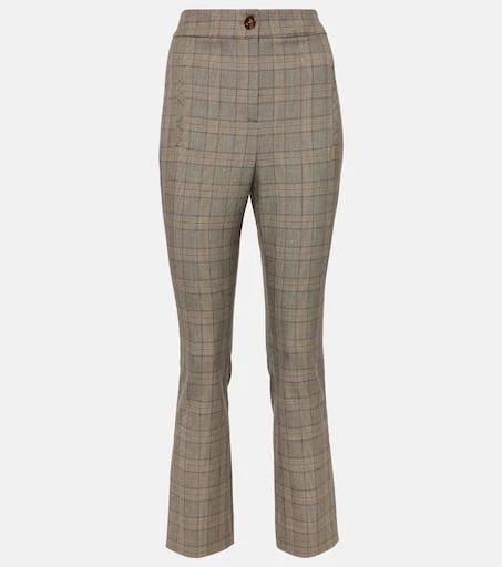 VERONICA BEARD Checked high-rise slim pants 1